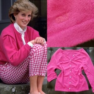 ❗Princess Diana Style Pink Merino Wool Button Cardigan Small❗